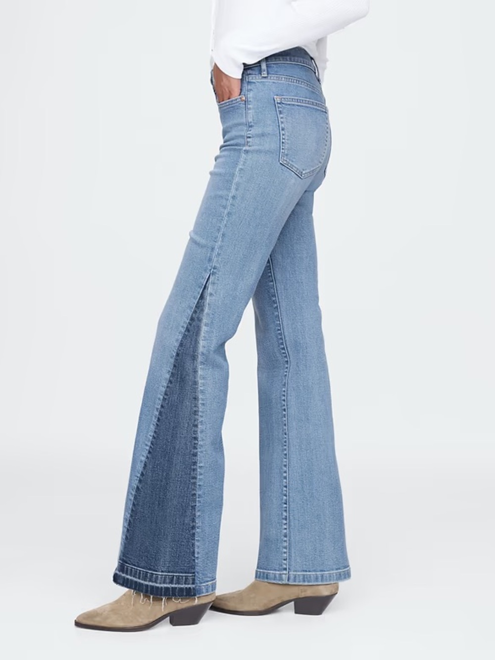 Gap High-Rise Patched Patchwork 70s Flare Jeans BoHo Denim Fall Festival NWT 8P